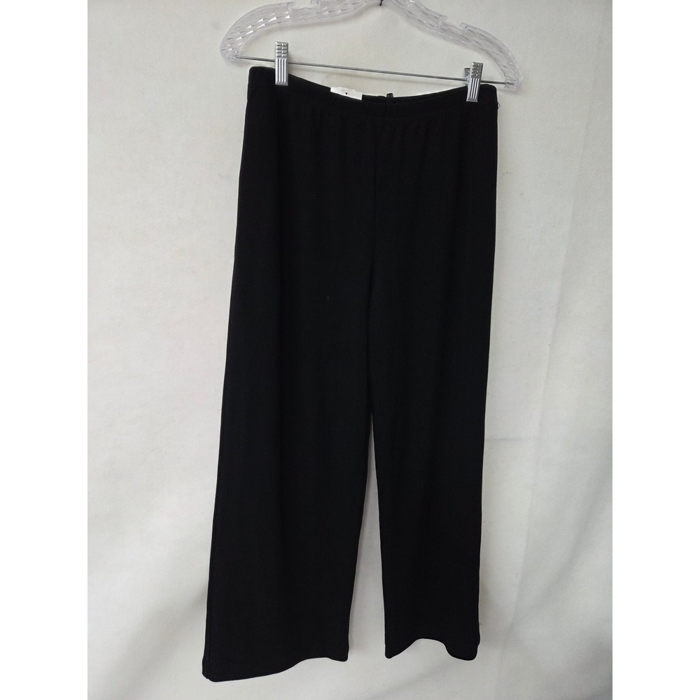 Ronni Nicole by Ouida Black Wide Leg Knit Crop Pant 12 Made in USA Vintage 58891